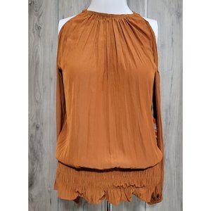 Ramy Brook  Top Women's Small Rust Lauren Sleeves Cold Shoulder New